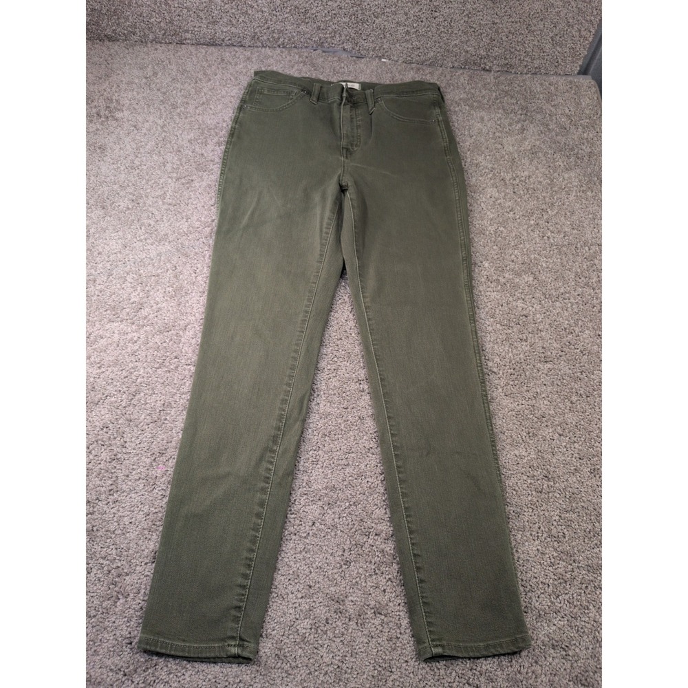 Madewell 10 High-Rise Skinny Jeans Olive Green Size 29 M3111 Stretch Denim